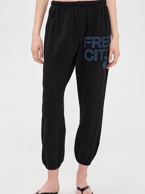 freecity Black Sweatpants with Blue Logo
